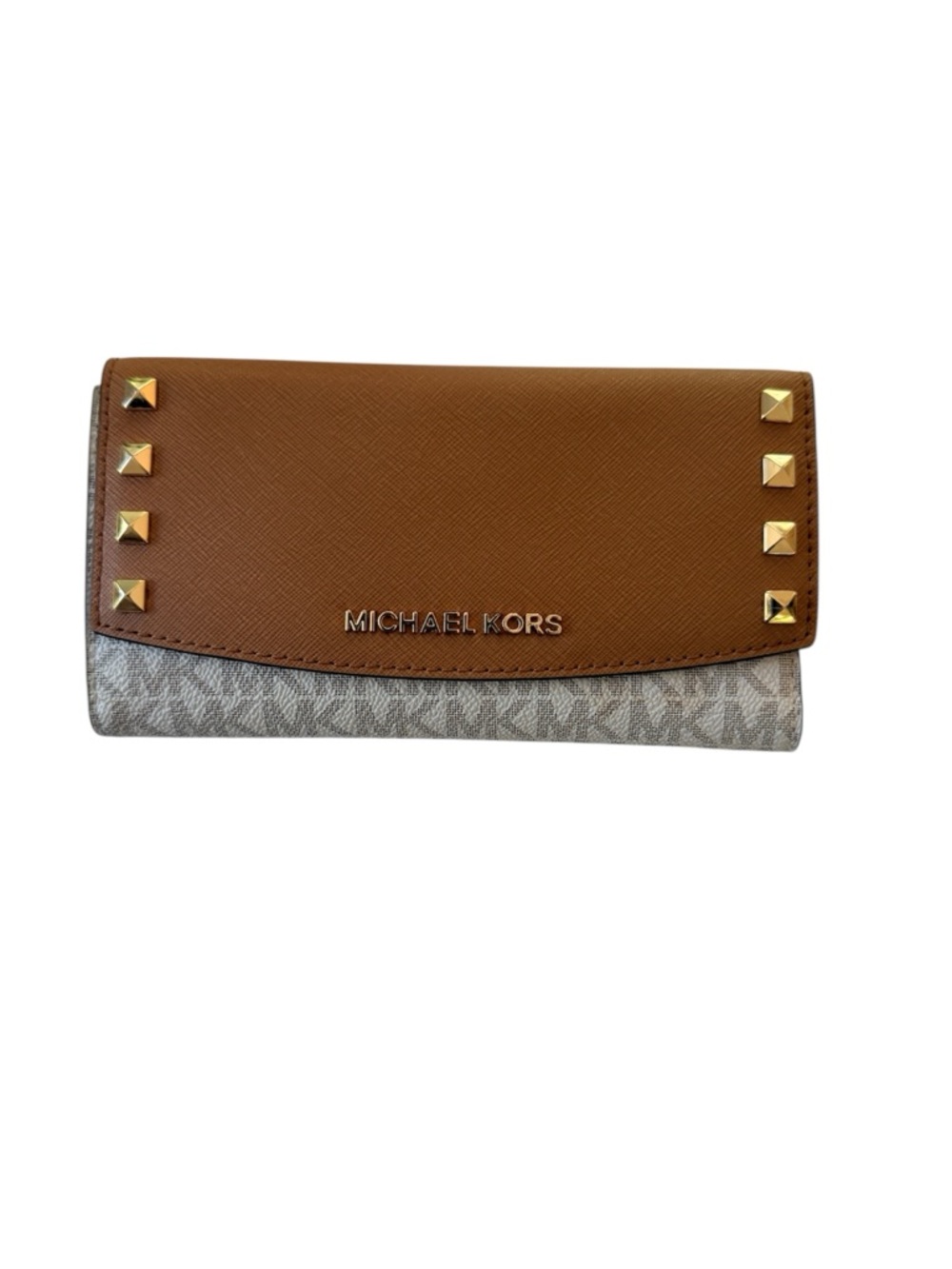 Michael Kors Brown Leather Trim Continental Wallet
